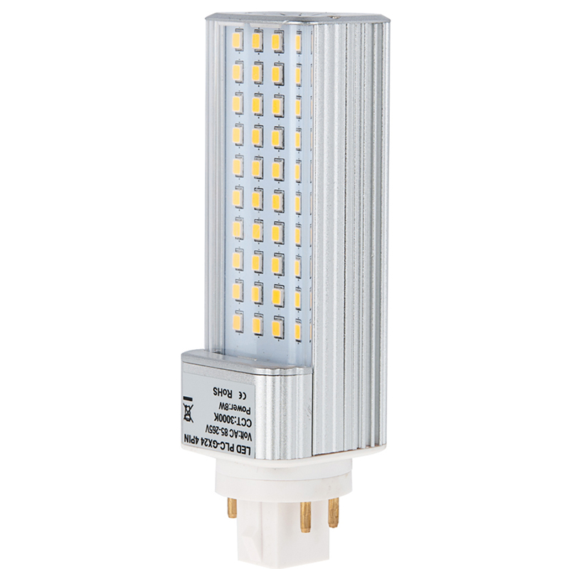 PLC Lamp G24Q 4-Pin LED Bulb, 8 Watts, 18W Equivalent, AC85-265V